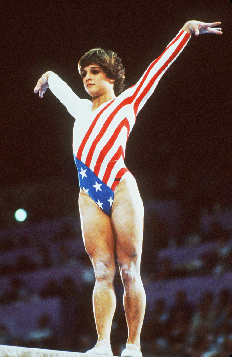 Mary Lou Retton competes at the 1984 Olympics in Los Angeles.