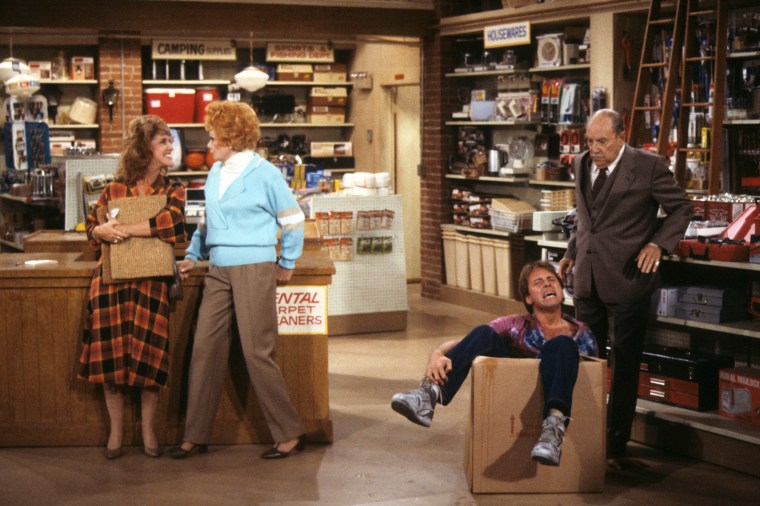 Ruth Buzzi, left, Lucille Ball, John Ritter and Gale Gordon in "Lucy Makes a Hit with John Ritter" in 1986.