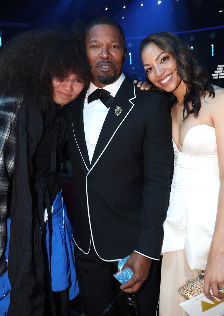 Annalise Bishop, Jamie Foxx and Corinne Foxx at the 2025 BET Awards.