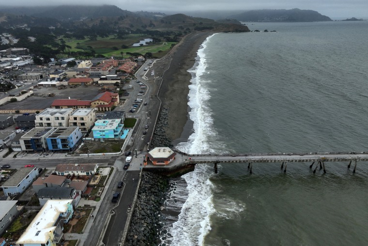 The coastline at Pacifica Municipal Pier in Pacifica, Calif., on July 30, 2025. Tsunami alerts issued at California Coast after magnitude 8.8 earthquake off Russia.